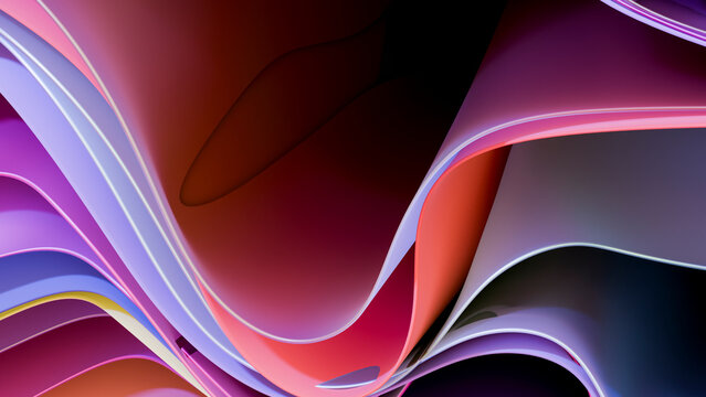 Colorful abstract flowing curved shapes with gradient layers