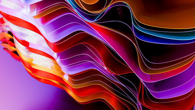 Colorful abstract digital art with flowing layered curved lines