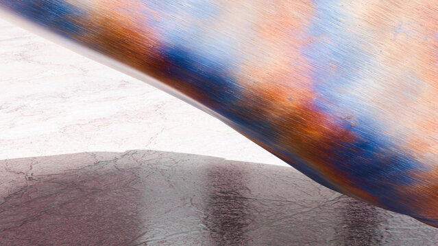 Rusty colorful oxidized metal surface close-up with blue and orange