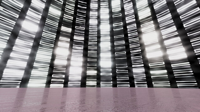 Abstract vertical light and shadow pattern reflecting on floor