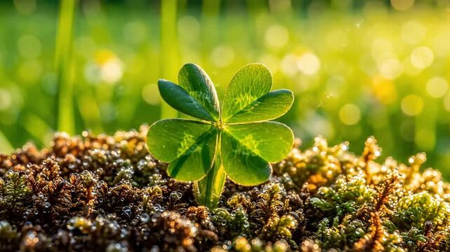 Organic clover patch showcasing early-stage seed germination and delicate sprouts emerging from rich, moist soil in controlled nursery environment...