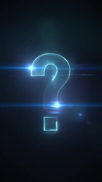 Mystery Question Mark On Scifi Technology Background
Mysterious question mark symbol revealing vertical animation with scifi futuristic flares and light fx