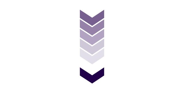 Minimalist purple chevron loading animation loop, abstract directional arrow pattern for ui and digital interface