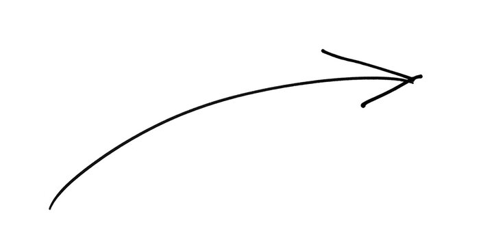Hand-drawn black arrow icon, brush-stroke style; black arrow marker isolated on a transparent background.