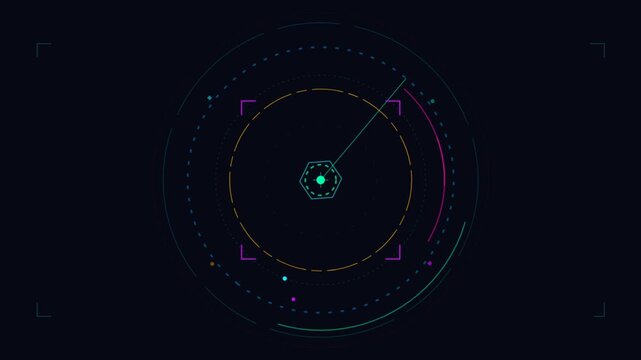 Dynamic Circular Tech Interface Visualization for Video.
