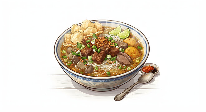 Indonesian Sumatera Barat typical food - SOTO PADANG (traditional meat soup)