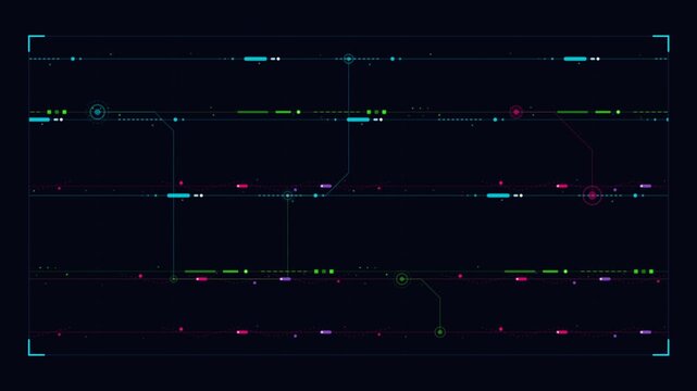 Neon Network Data Lines In A Dark Cyber Scene.