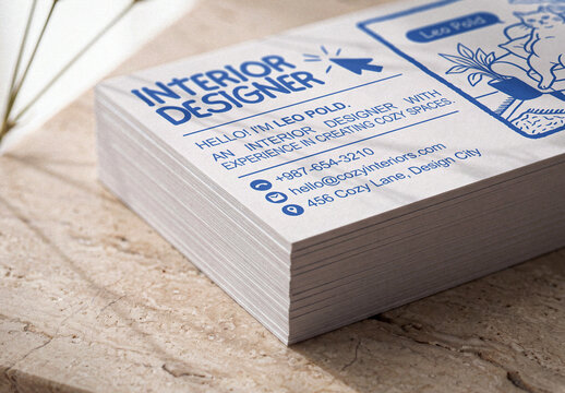 Realistic Business Card Stack Mockup