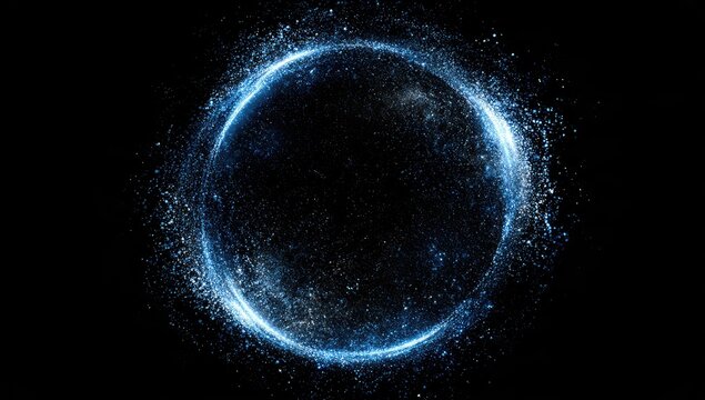 A bright blue energy sphere pulsates with glowing particles on a dark background