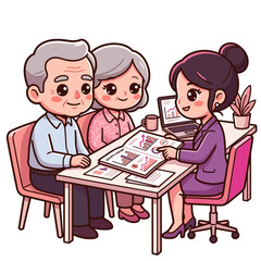Obraz premium Senior Couple Meeting with Financial Advisor for Retirement Planning