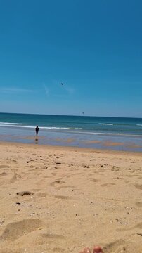 beach at matosinhos in portugal on a sunny day