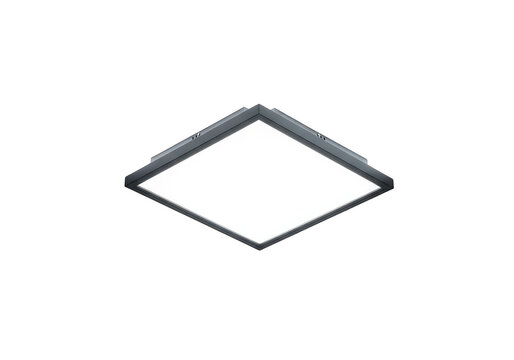 Modern square black ceiling light fixture in isometric view isolated on transparent background