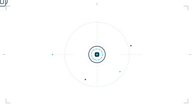 Digital viewfinder camera interface screen animation featuring abstract target reticle graphics and futuristic HUD design elements for technology video projects and motion graphics backgrounds