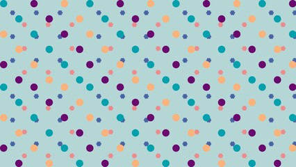 Whimsical and vibrant seamless pattern featuring an array of cheerfully colored polka dots arranged in a dynamic, playful geometric motif, ideal for modern design applications © lailaa