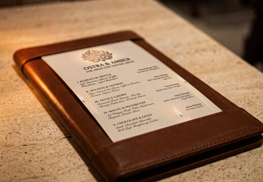 Leather Restaurant Menu Cover Mockup