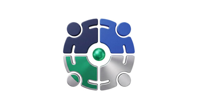 Four interlocking puzzle pieces forming a png solated on transparent background