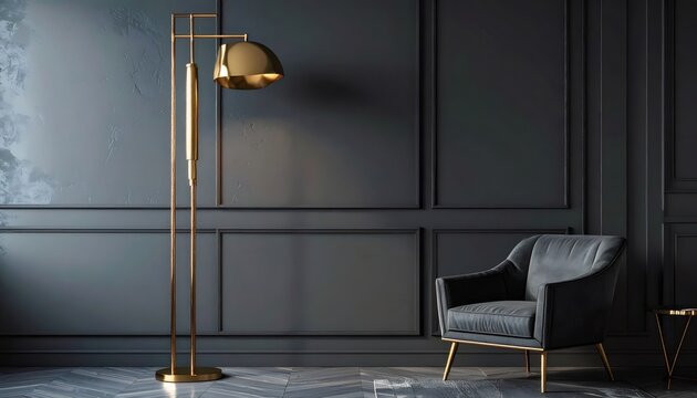 Neo deco style interior with elegant velvet armchair