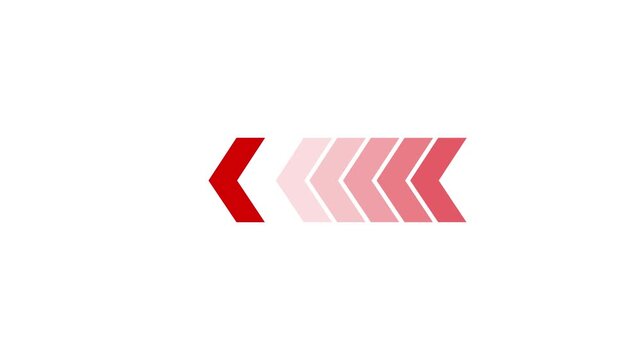 Red chevron loading bar animation, abstract progress indicator for digital interface