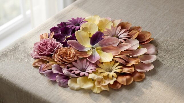 A beautiful arrangement of diverse flower petals symbolizing antiracist unity and equality in harmony