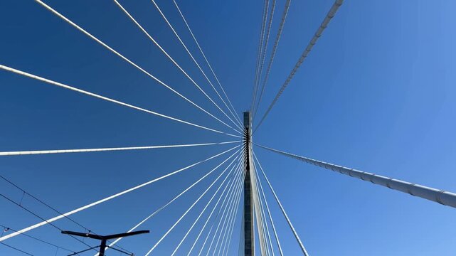 Kruunuvuorensilta: Cable Stayed Bridge Against Blue Sky