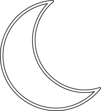 Minimalist crescent moon outline, modern white vector icon, night sky symbol