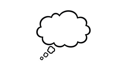 Fototapeta premium Blank thought cloud bubble outline icon with dark black borders perfect for comic strip text on a white background.