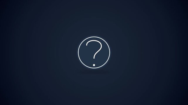 Neon circular loader transforms into question mark on dark background
