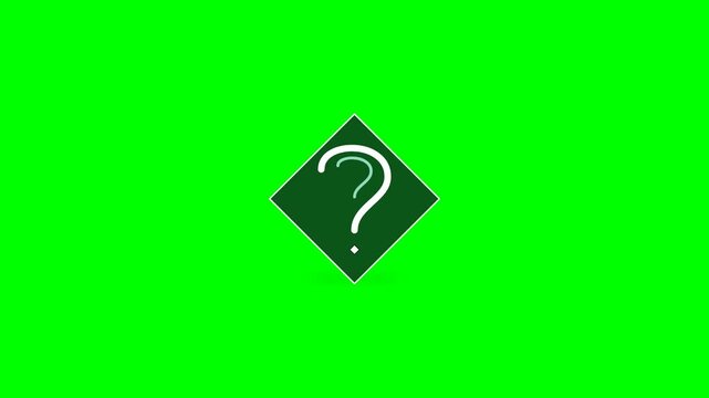Green screen video with rotating diamond shapes and symbols