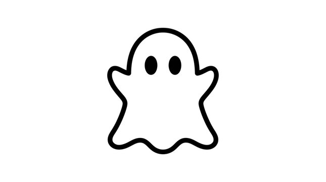 Cute ghost icon, simple flat vector illustration of a friendly spooky character for halloween design elements isolated on white background