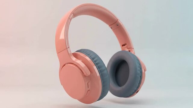 Modern pastel wireless headphones displayed on a clean studio background representing high quality audio technology and contemporary personal music...