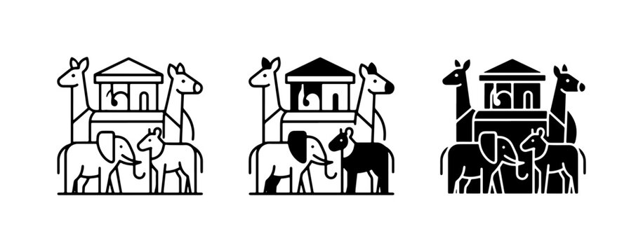 Noah's Ark Icons, Animal Pairs, Vector Art Set, Religious Symbolism, Biblical Story