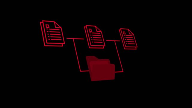 Connected Red Folder Document Transfer File Sharing Network Motion Graphics Animation