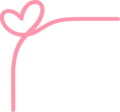 Pink line with heart corner frame border SVG vector