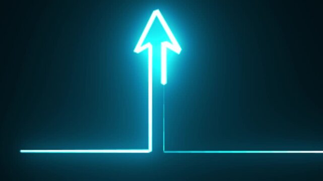 Neon arrow doing direction information animation on black background. Directional sign arrow points to the left, Abstract directional neon arrow icon animation ,neon arrow loading animation 
