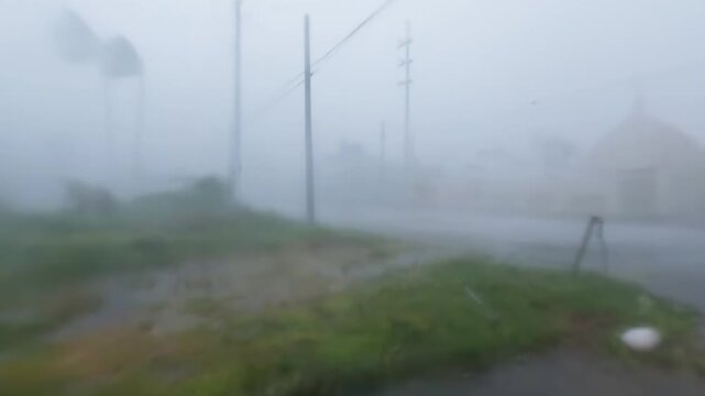 A cyclone with extreme winds that lash violently.