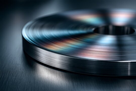 Precision CNC machined circular steel disc with radial brushed metal finish texture