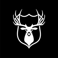 Fototapeta premium Deer on shield sign icon isolated on black background