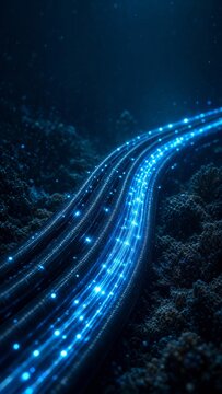 Undersea communication cables carrying data along the ocean floor, illustrating global connectivity and modern technology