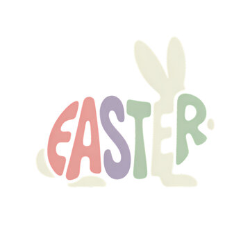 Easter Bunny Word Art in Pastel Colors