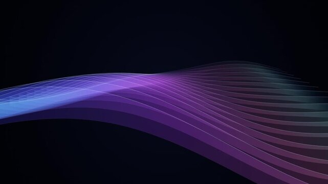 3D Parametric Layered Wave Ribbons in Purple and Blue on Dark Background