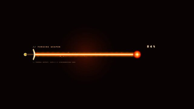 Sci fi cyber plasma energy sword loading progress bar animation with blue glow 4K