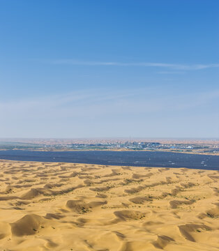 Aerial View Of Solar Photovoltaic Power Station In Tengger Desert