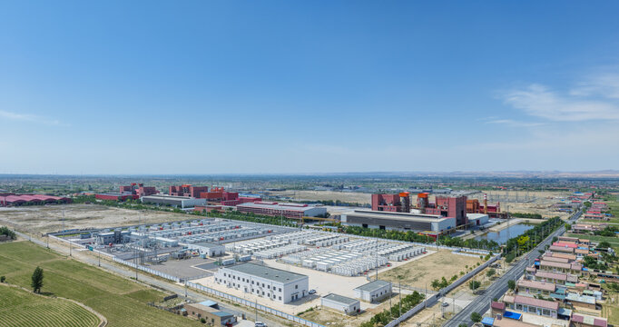 Aerial View Of Energy Storage Station And Casting Factory In Rural Area