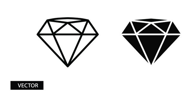 Diamond shape icon set in linear and solid styles with vector illustration