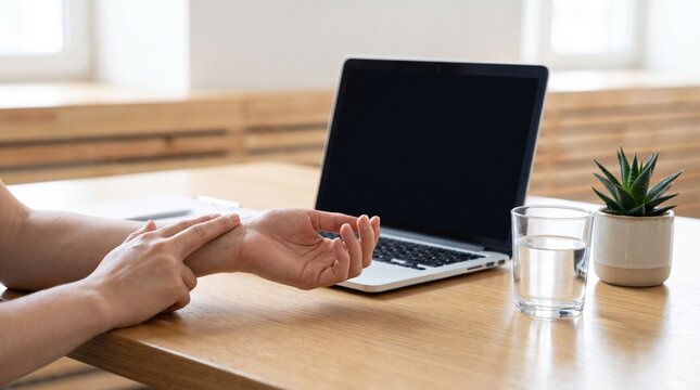 Wrist stretching at a desk