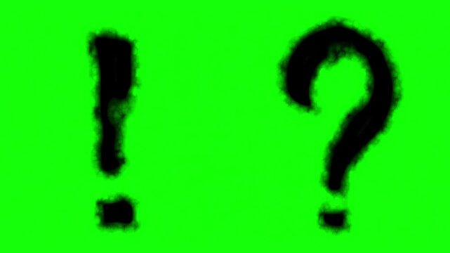ホラー演出に最適なフチが滲んで動くびっくりマークとはてなマークのアニメーション素材