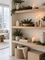 Naklejka premium Escena navideña con decoración en un hogar contemporáneo durante el invierno
