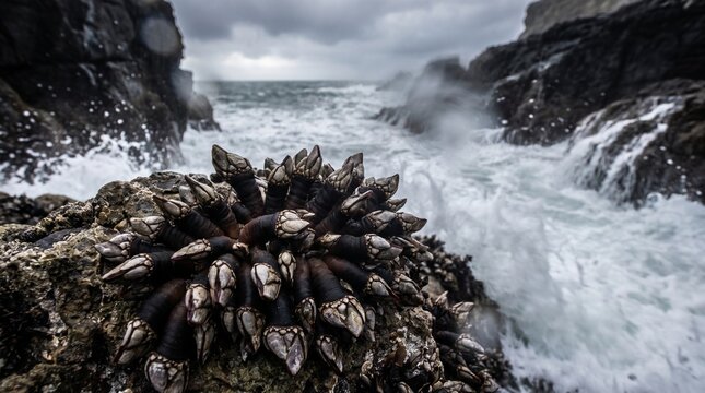 Goose barnacles on a rock