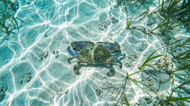 Blue swimmer crab in the shallows