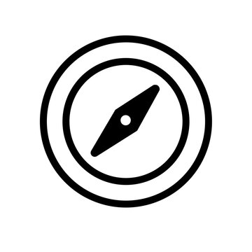 Simple compass line icon for navigation and exploration.